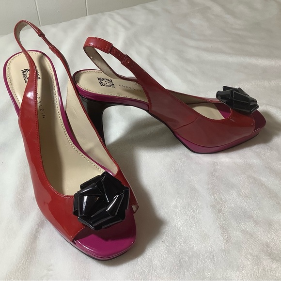 ANNE KLEIN high heels black and red size 8.5 M - Picture 2 of 12